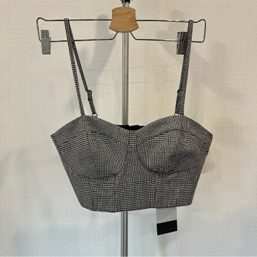 NWT Birgitte Herskind Billy Bra Top Black White Check